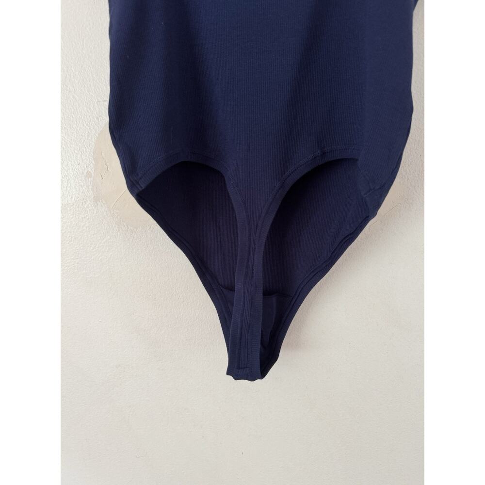 NWT Gap Body Navy Blue Ribbed Thong One Piece Bodysuit Women’s Size Medium - Picture 5 of 7